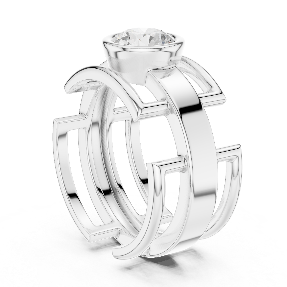 Men’s bezel diamond ring in gold with round lab grown diamond by Signora Jewels
