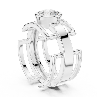 Men’s bezel diamond ring in gold with round lab grown diamond by Signora Jewels