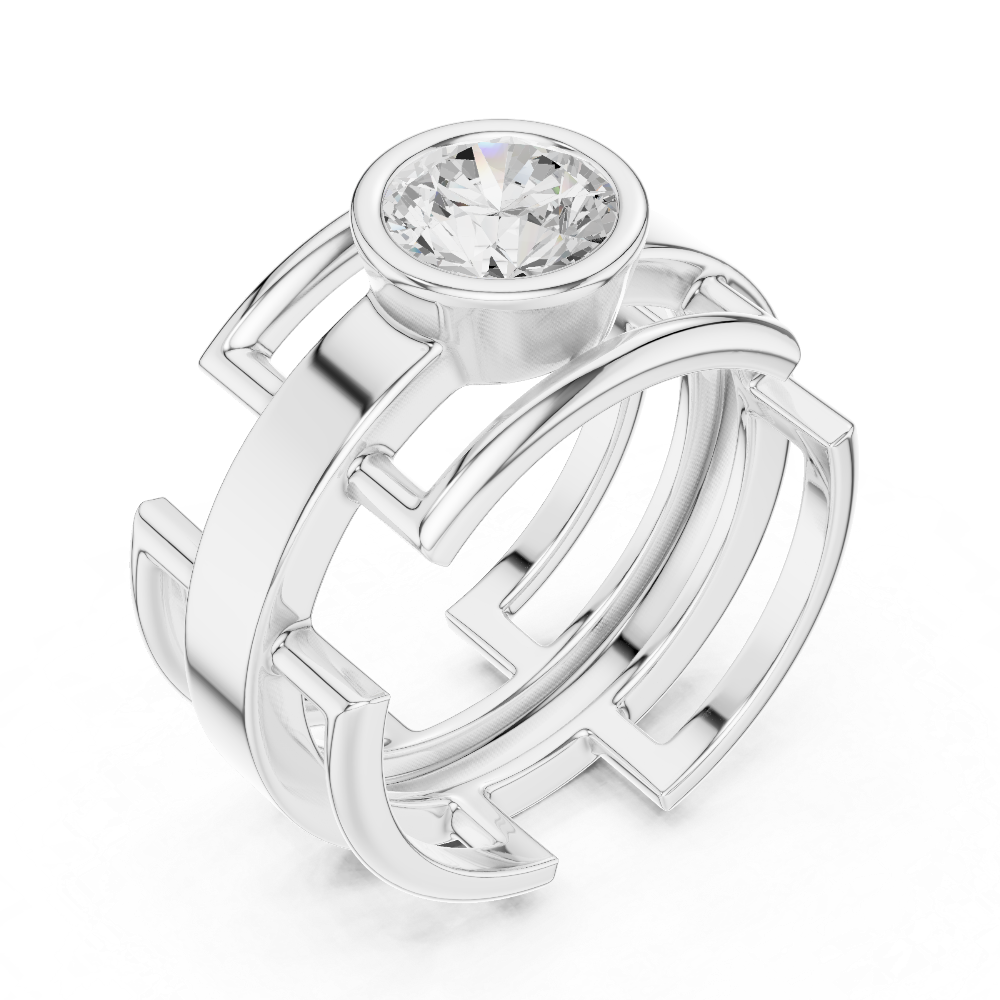 Men’s bezel diamond ring in gold with round lab grown diamond by Signora Jewels