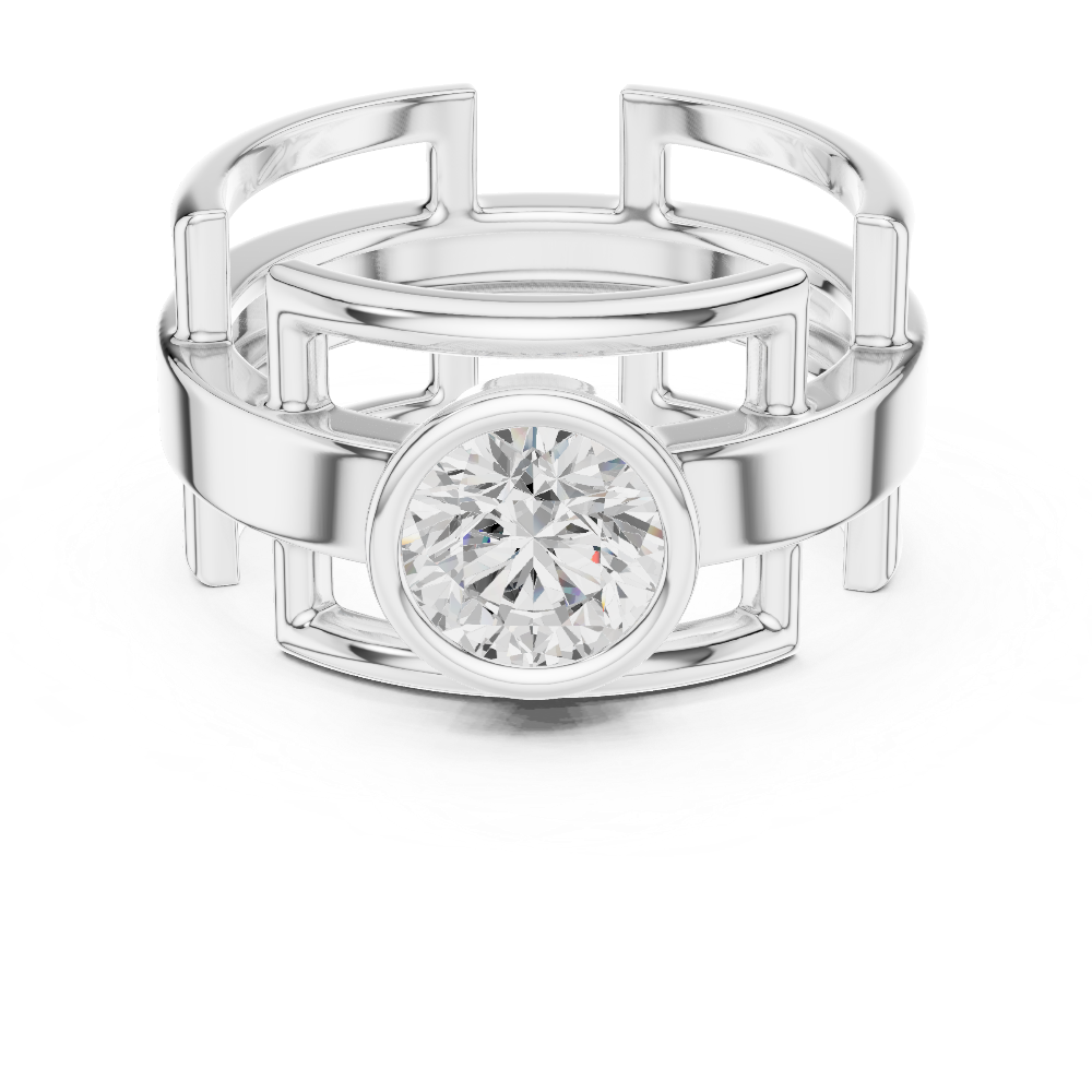 Men’s bezel diamond ring in gold with round lab grown diamond by Signora Jewels