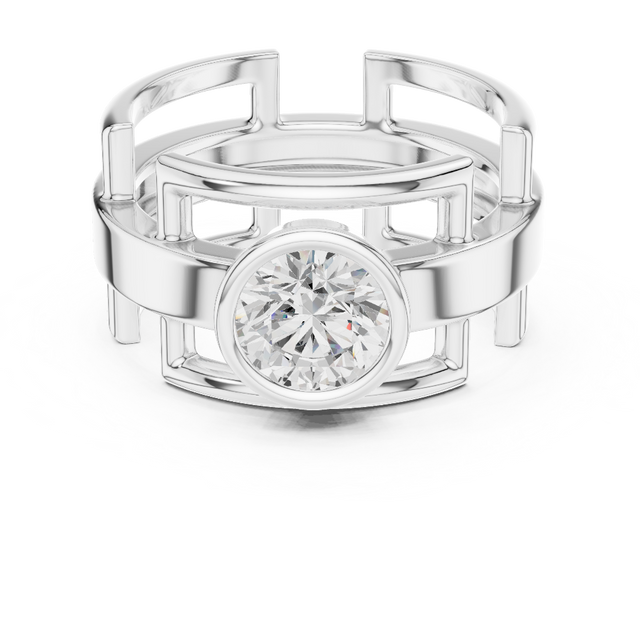 Modern Round Diamond Bezel Ring
