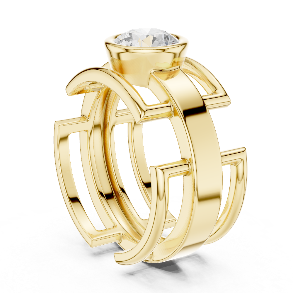 Men’s bezel diamond ring in gold with round lab grown diamond by Signora Jewels