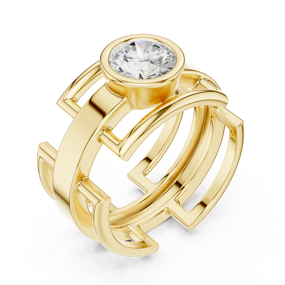 Men’s bezel diamond ring in gold with round lab grown diamond by Signora Jewels