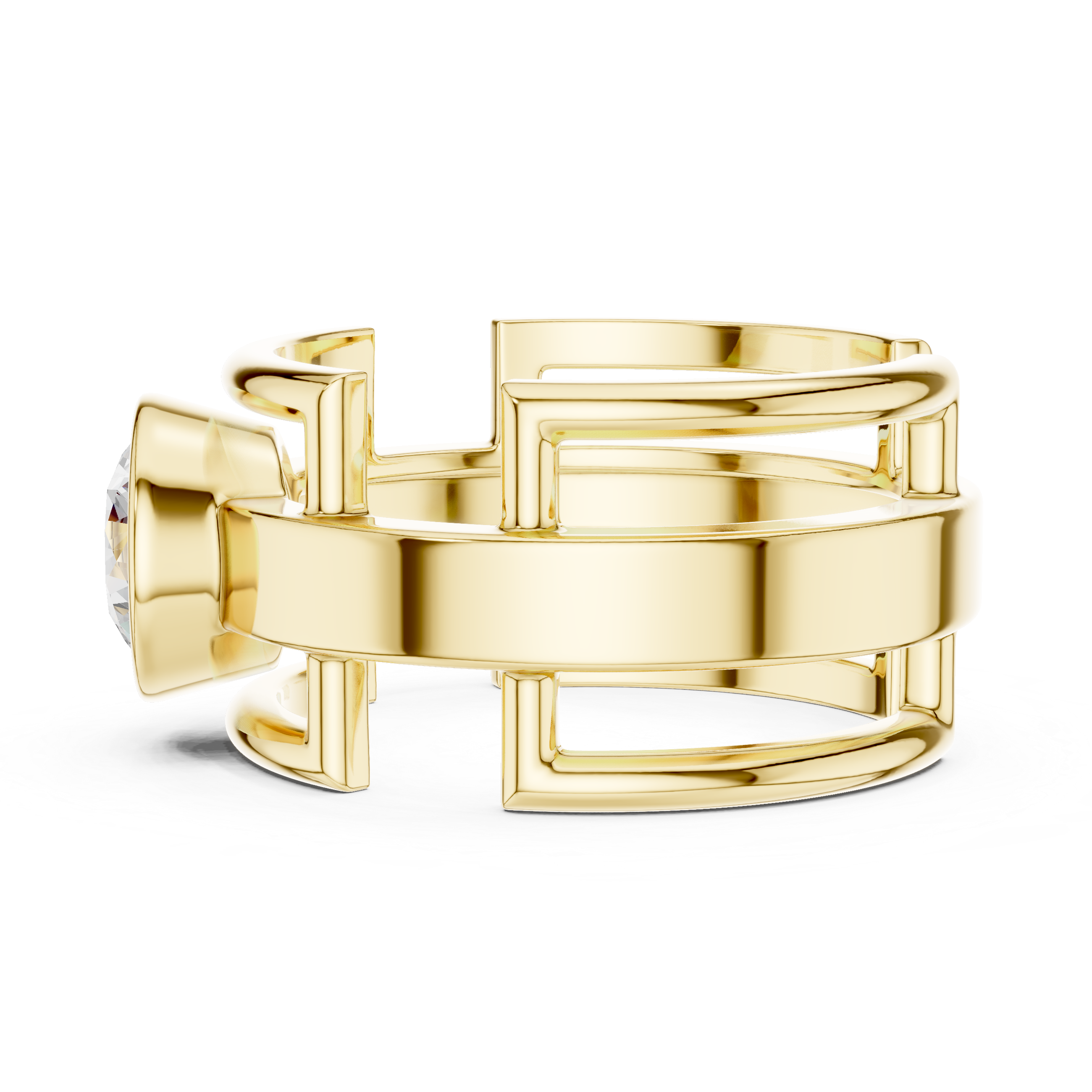 Men’s bezel diamond ring in gold with round lab grown diamond by Signora Jewels