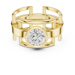 Round lab grown diamond bezel solitaire ring in Yellow gold