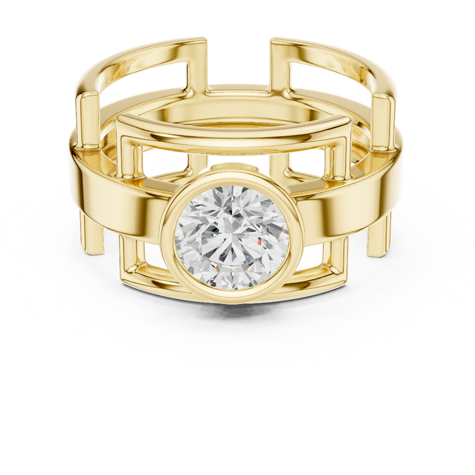 Men’s bezel diamond ring in gold with round lab grown diamond by Signora Jewels