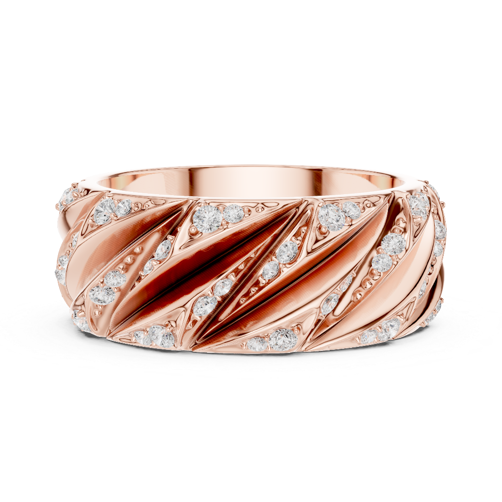 Men’s crossover diamond band ring in gold with lab grown diamonds by Signora Jewels