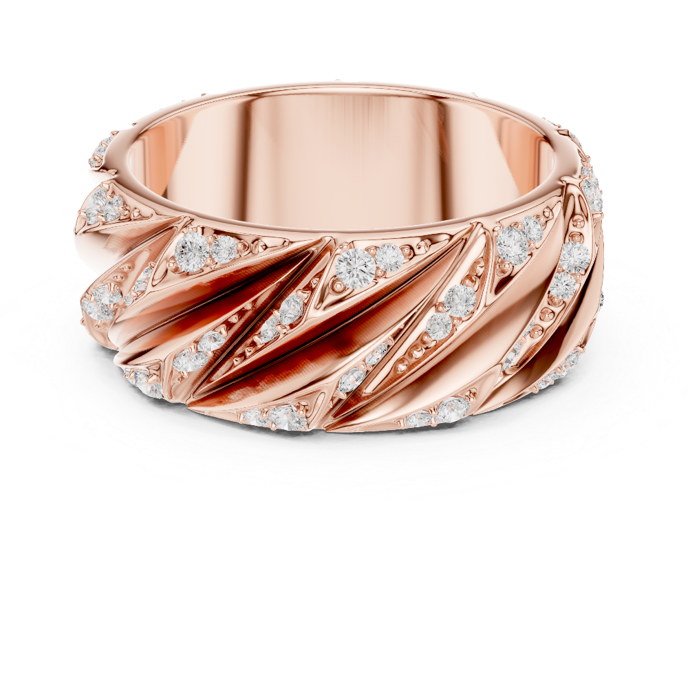 Men’s crossover diamond band ring in gold with lab grown diamonds by Signora Jewels