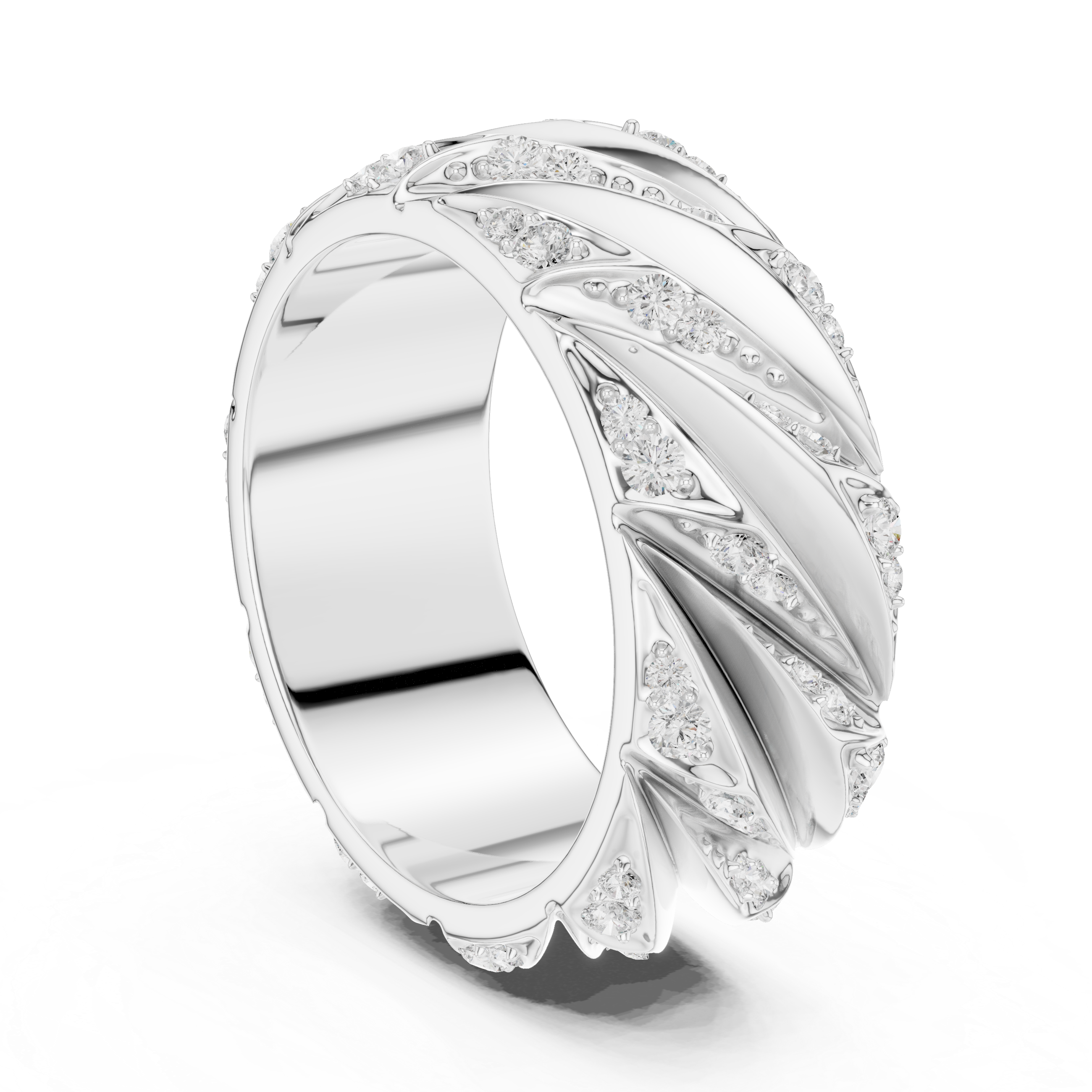 Men’s crossover diamond band ring in gold with lab grown diamonds by Signora Jewels