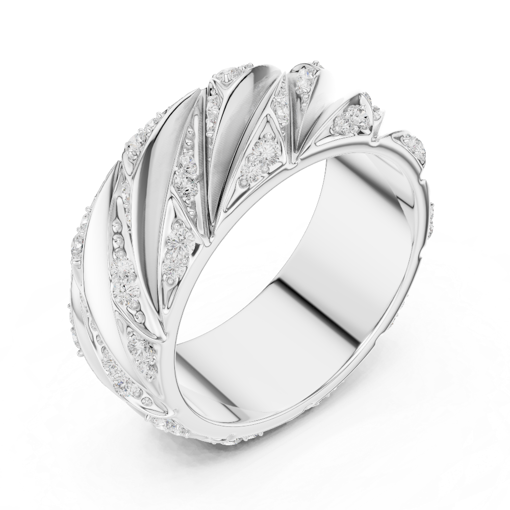 Men’s crossover diamond band ring in gold with lab grown diamonds by Signora Jewels