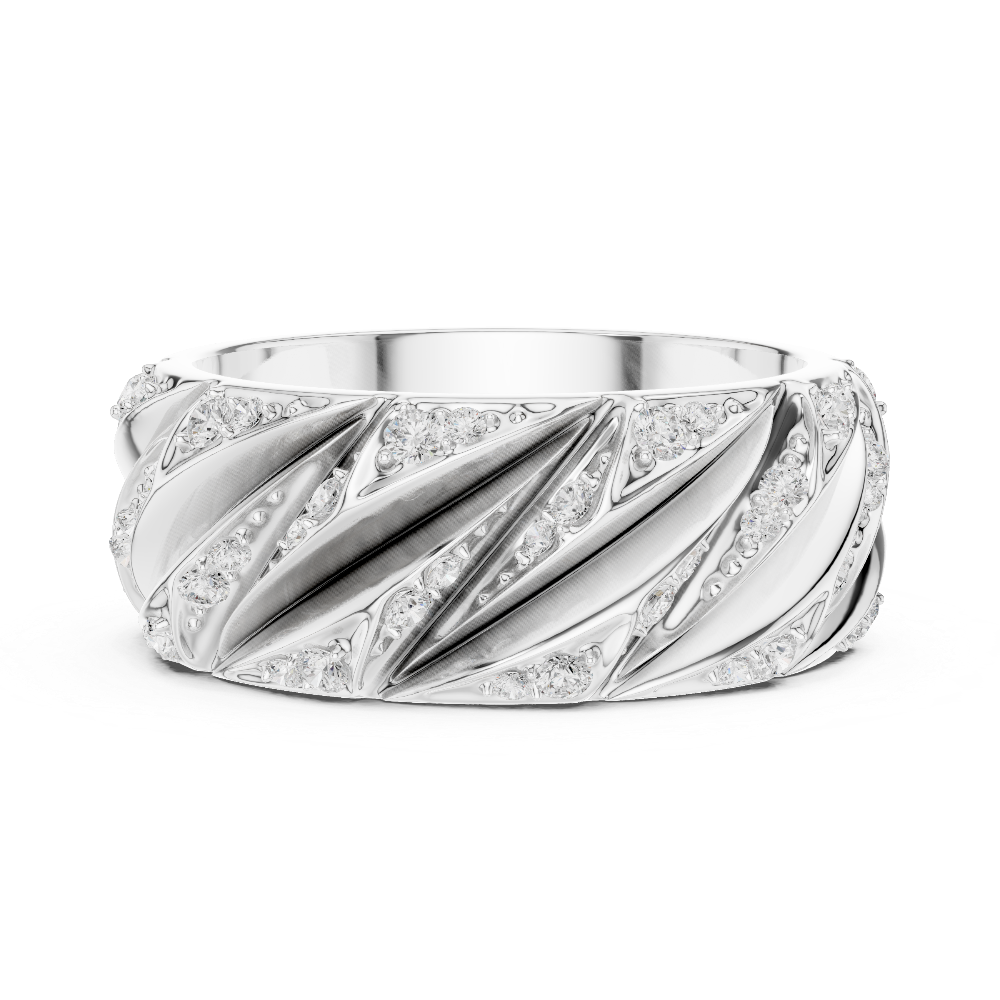 Men’s crossover diamond band ring in gold with lab grown diamonds by Signora Jewels