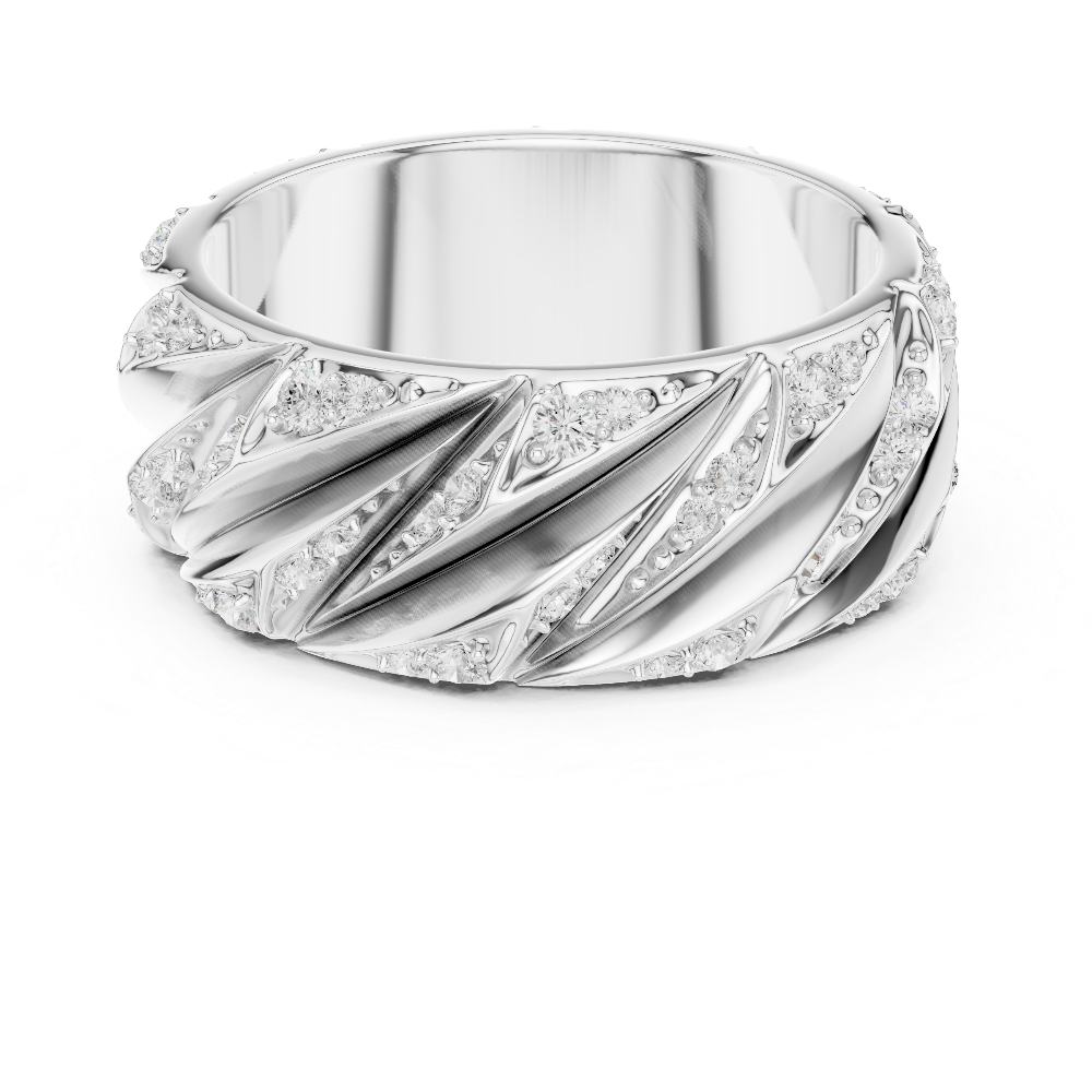 Men’s crossover diamond band ring in gold with lab grown diamonds by Signora Jewels