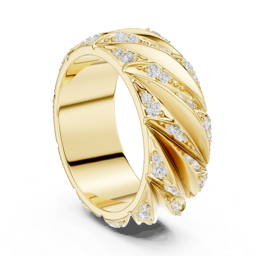 Men’s crossover diamond band ring in gold with lab grown diamonds by Signora Jewels