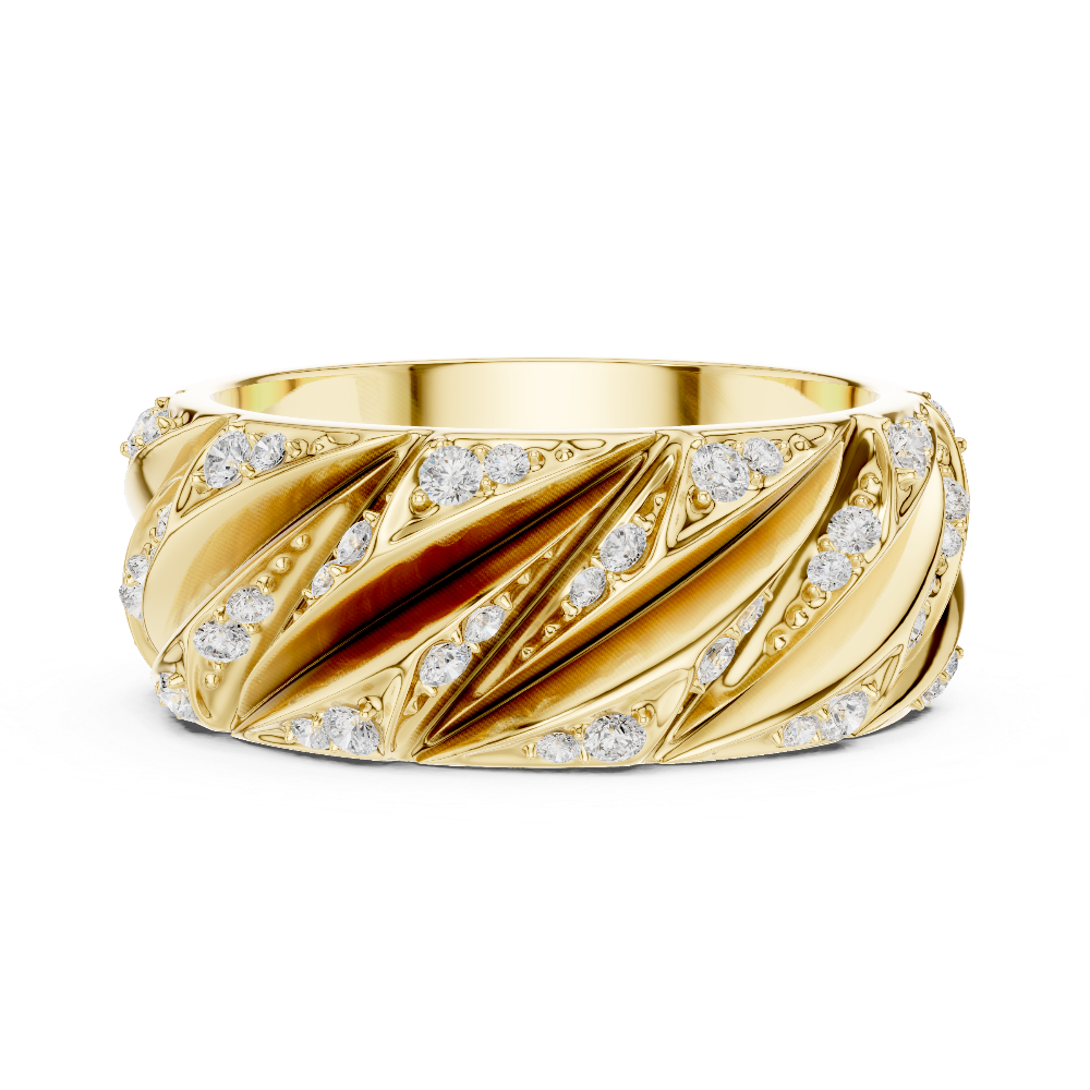 Men’s crossover diamond band ring in gold with lab grown diamonds by Signora Jewels