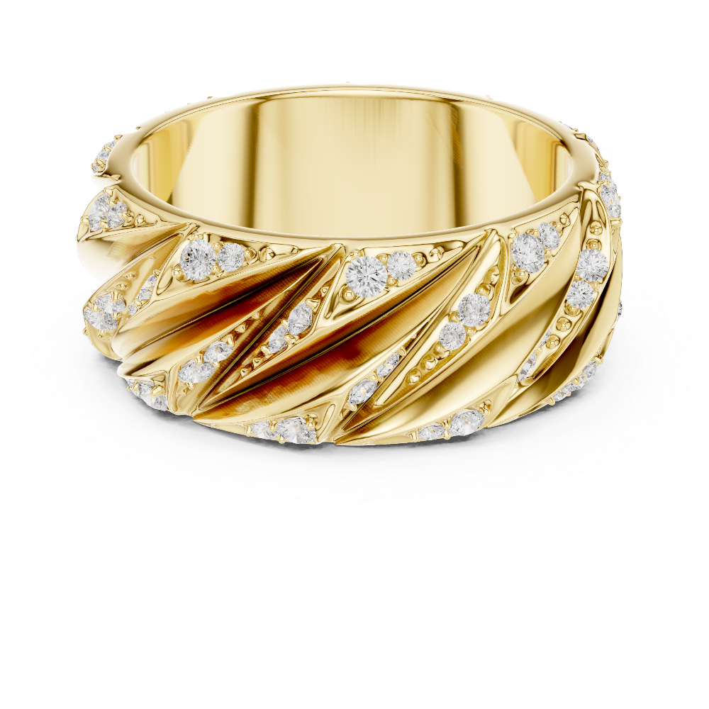Men’s crossover diamond band ring in gold with lab grown diamonds by Signora Jewels