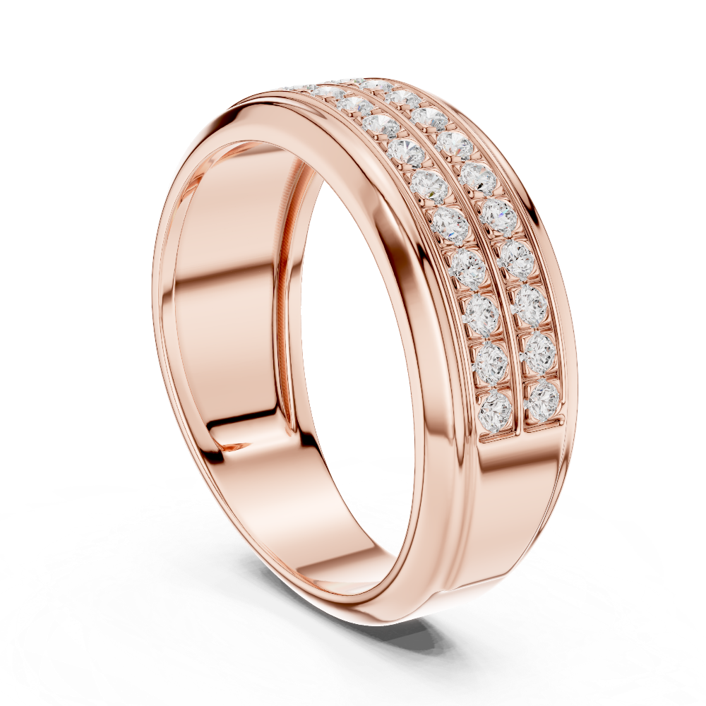 Men’s multi-row diamond wedding band in gold with lab grown diamonds by Signora Jewels