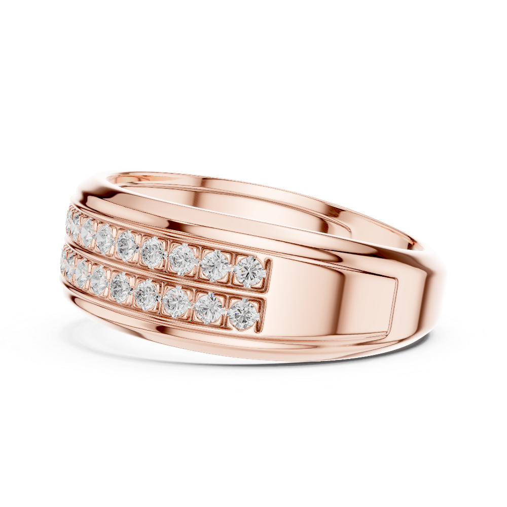 Men’s multi-row diamond wedding band in gold with lab grown diamonds by Signora Jewels