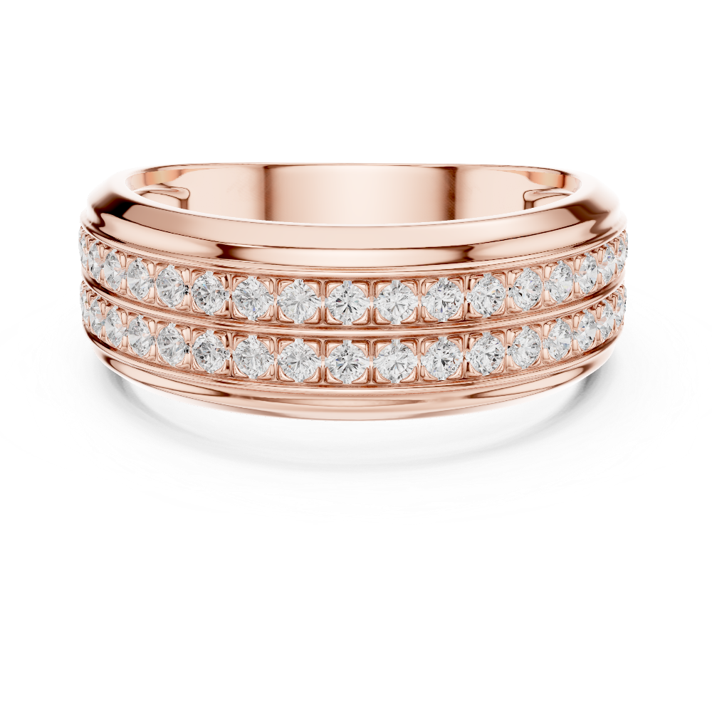 Men’s multi-row diamond wedding band in gold with lab grown diamonds by Signora Jewels