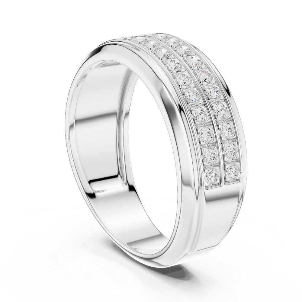 Men’s multi-row diamond wedding band in gold with lab grown diamonds by Signora Jewels