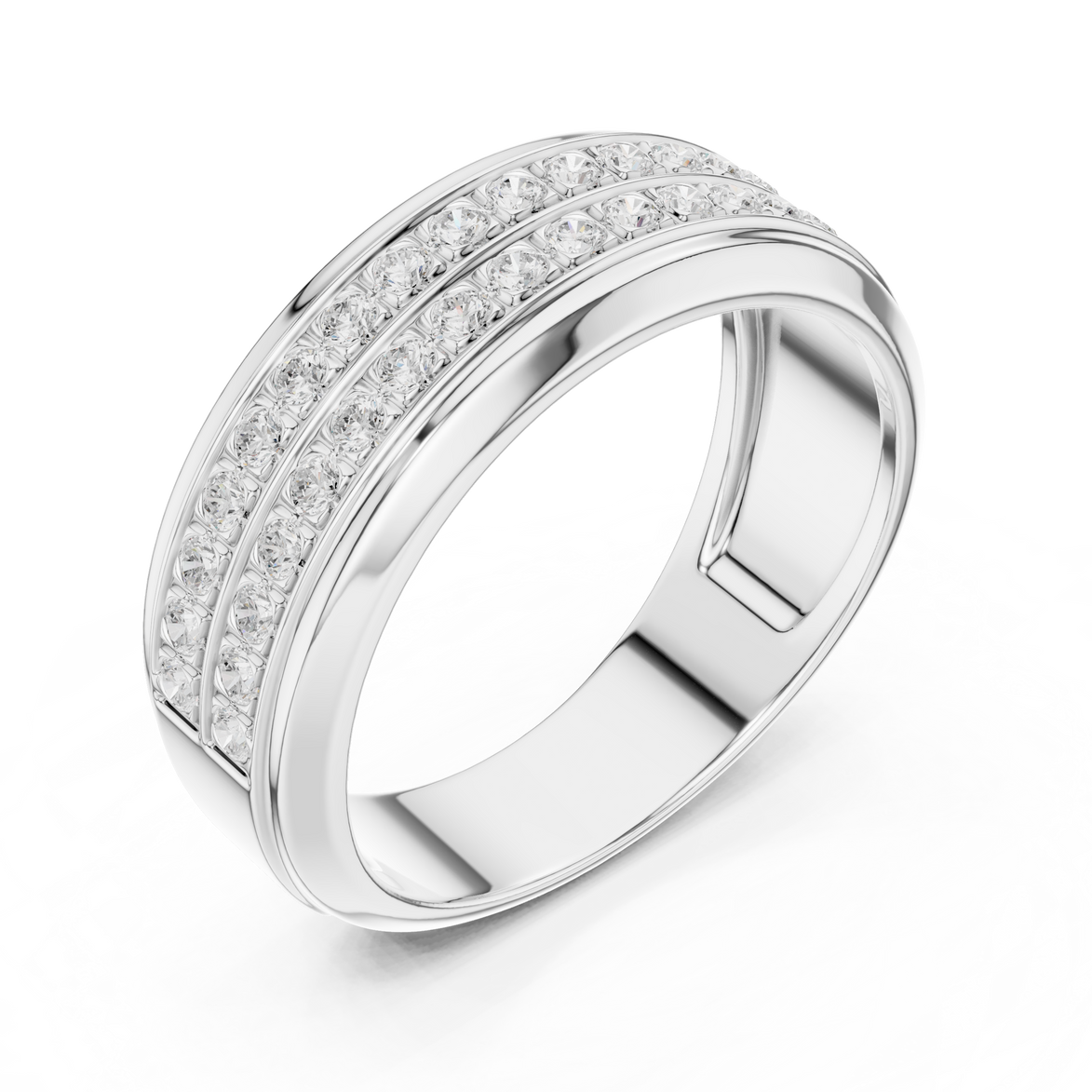 Men’s multi-row diamond wedding band in gold with lab grown diamonds by Signora Jewels