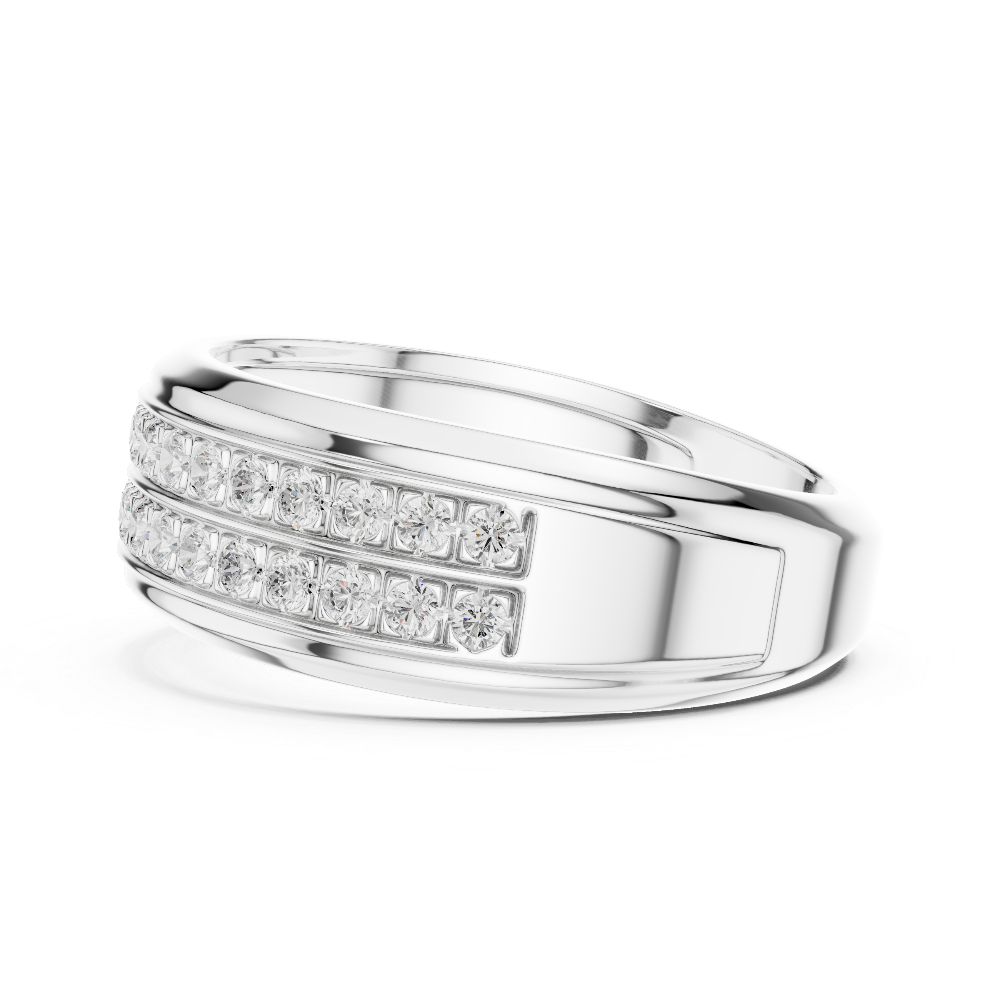 Men’s multi-row diamond wedding band in gold with lab grown diamonds by Signora Jewels