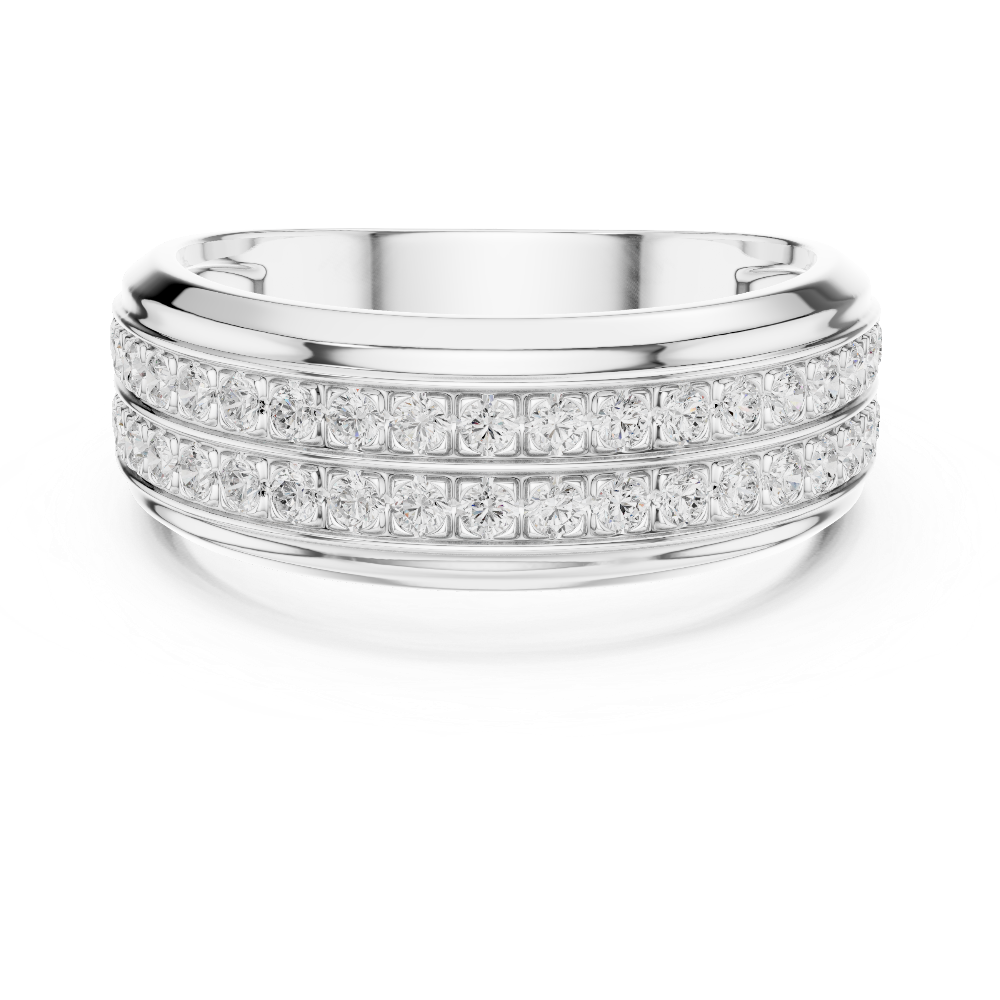 Men’s multi-row diamond wedding band in gold with lab grown diamonds by Signora Jewels