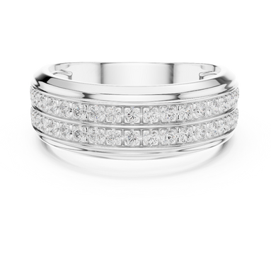 Men’s multi-row diamond wedding band in gold with lab grown diamonds by Signora Jewels