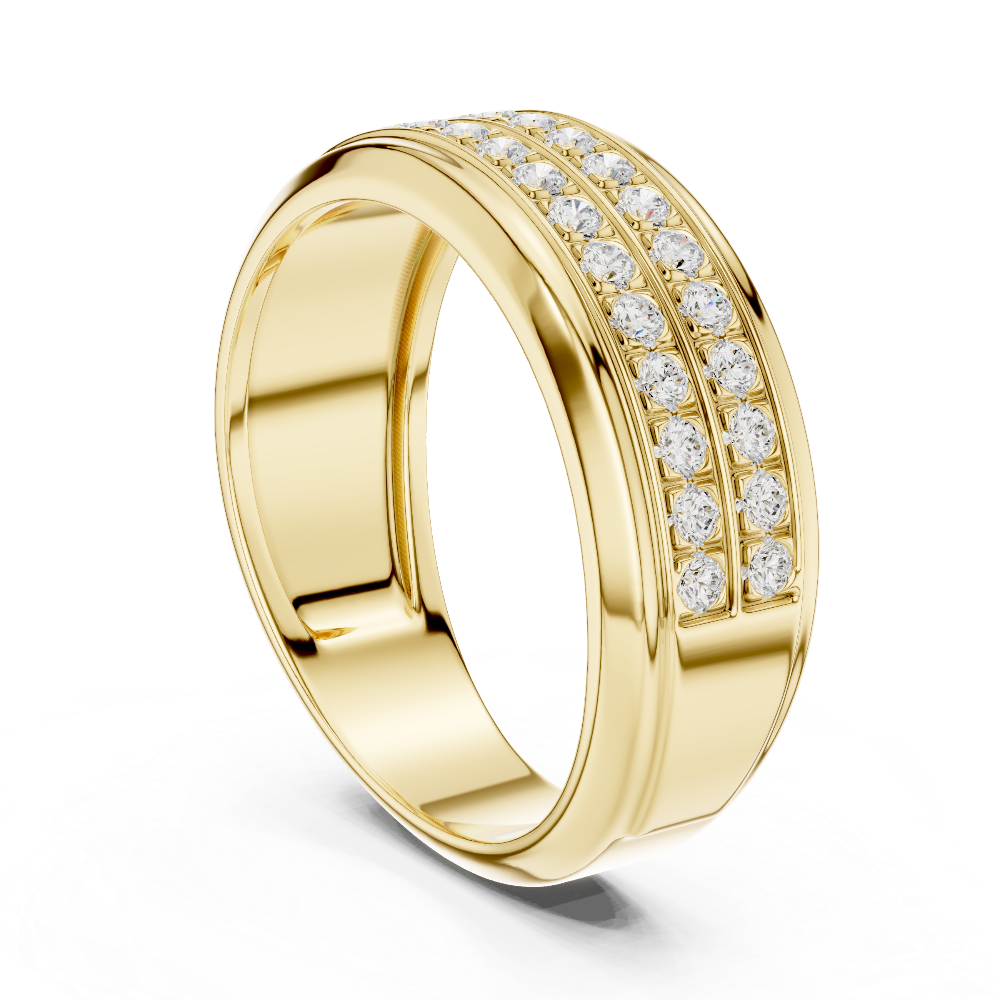Men’s multi-row diamond wedding band in gold with lab grown diamonds by Signora Jewels