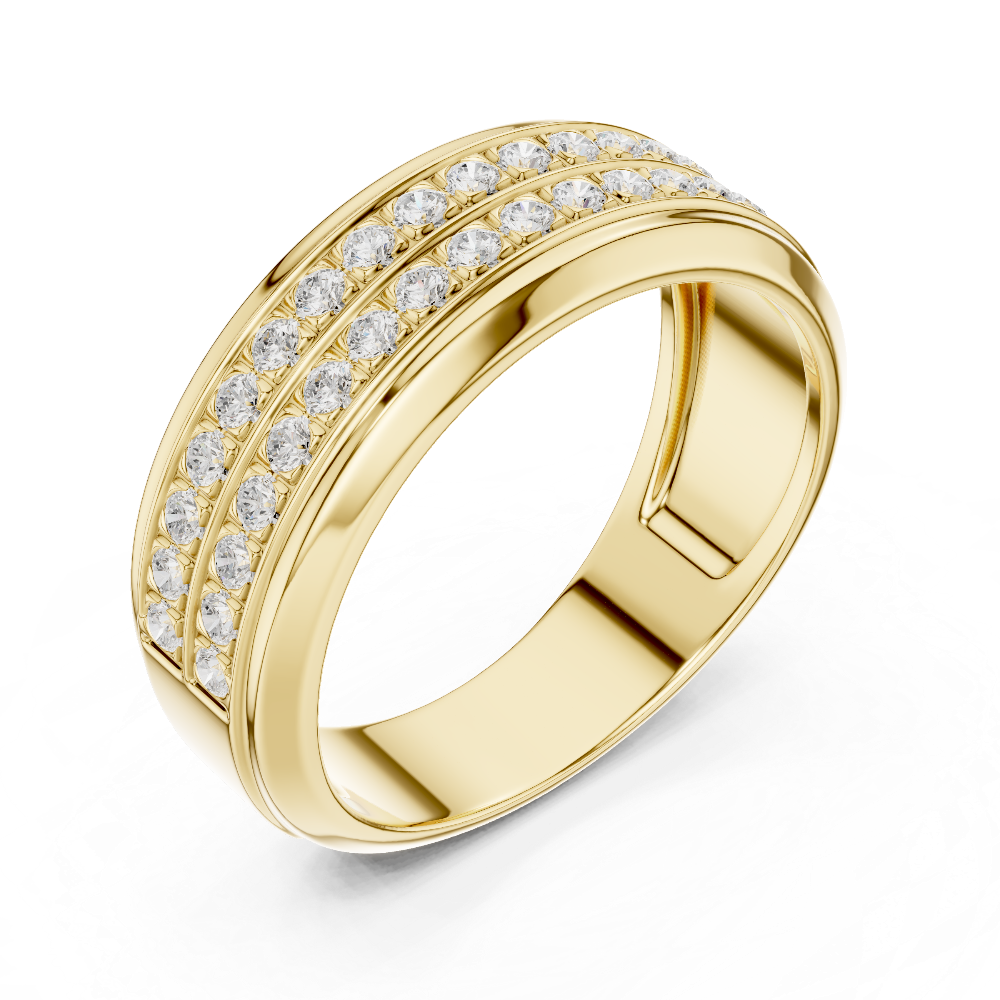 Men’s multi-row diamond wedding band in gold with lab grown diamonds by Signora Jewels