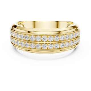 Round diamond men's pavé band in yellow gold
