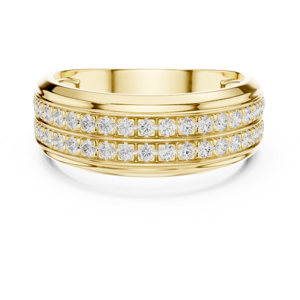 Men’s multi-row diamond wedding band in gold with lab grown diamonds by Signora Jewels