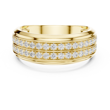 Round diamond men's pavé band in yellow gold