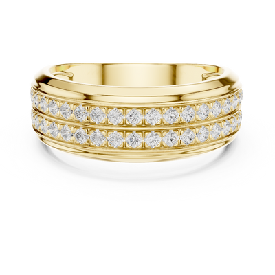Round diamond men's pavé band in yellow gold