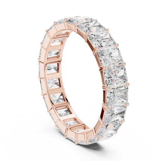 Radiant diamond men's eternity band in rose gold
