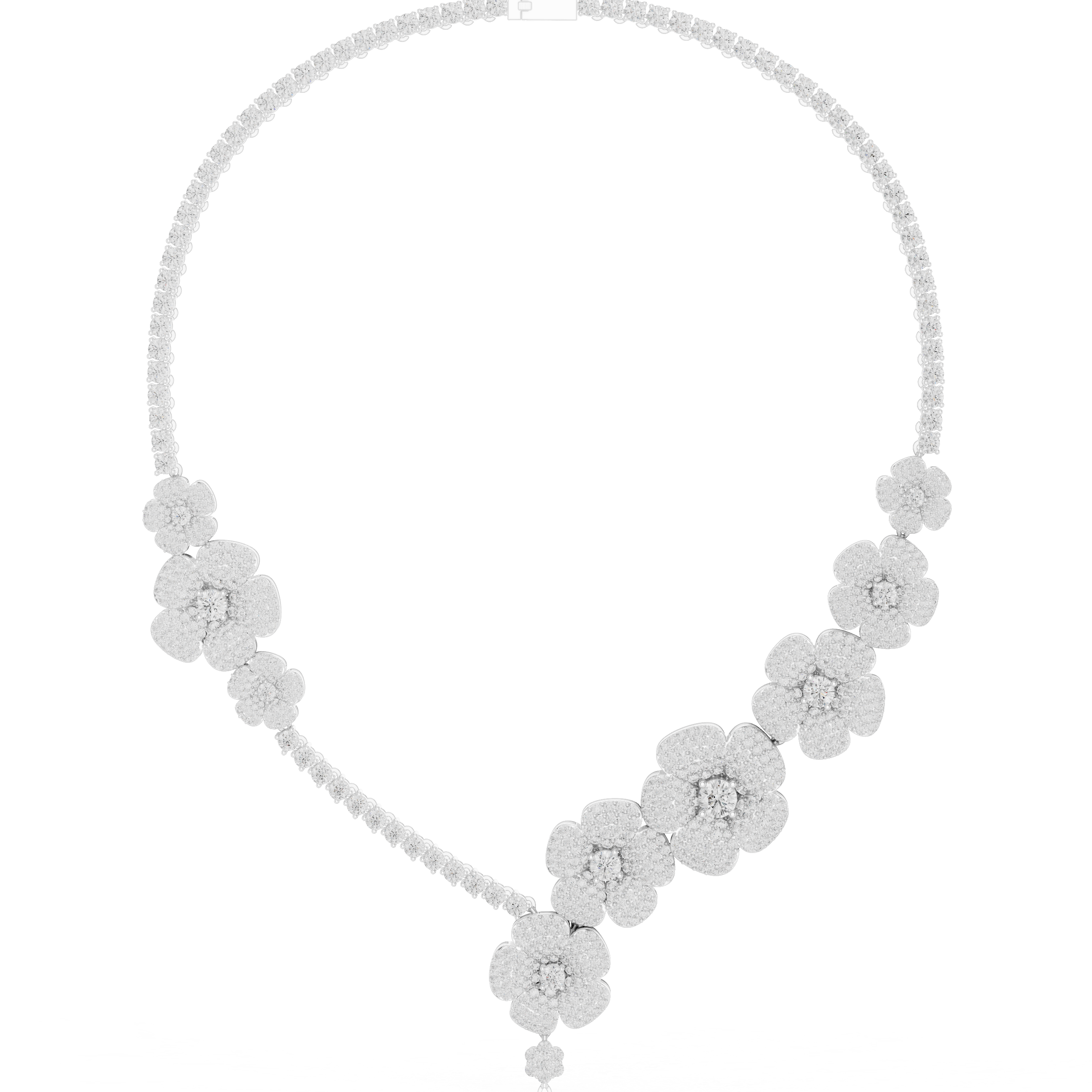 Floral diamond necklace set