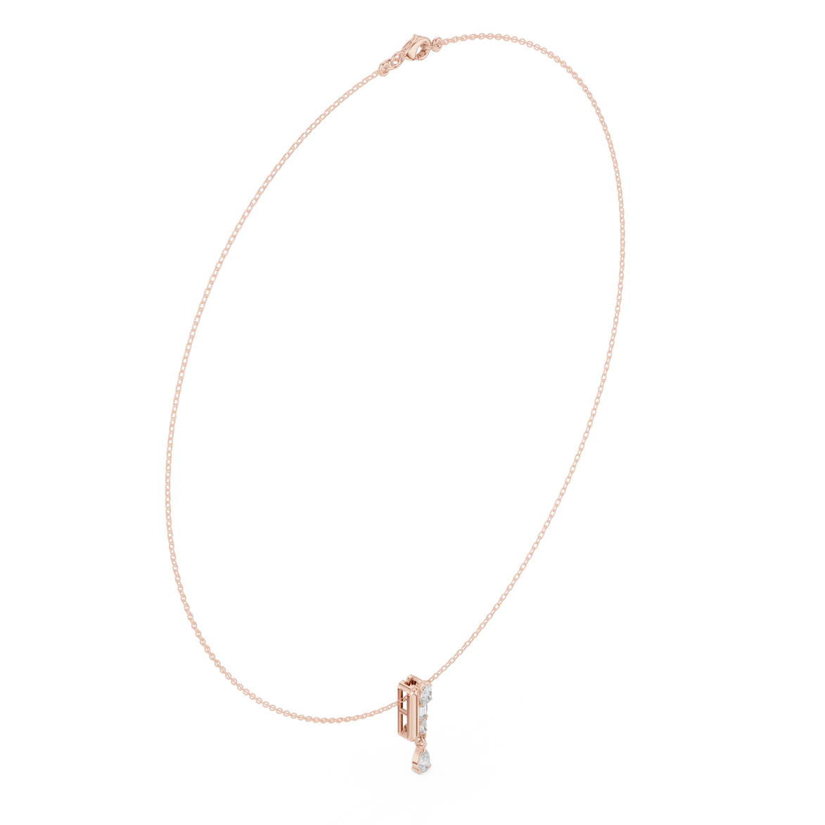 Multi shape diamond drop pendant necklace