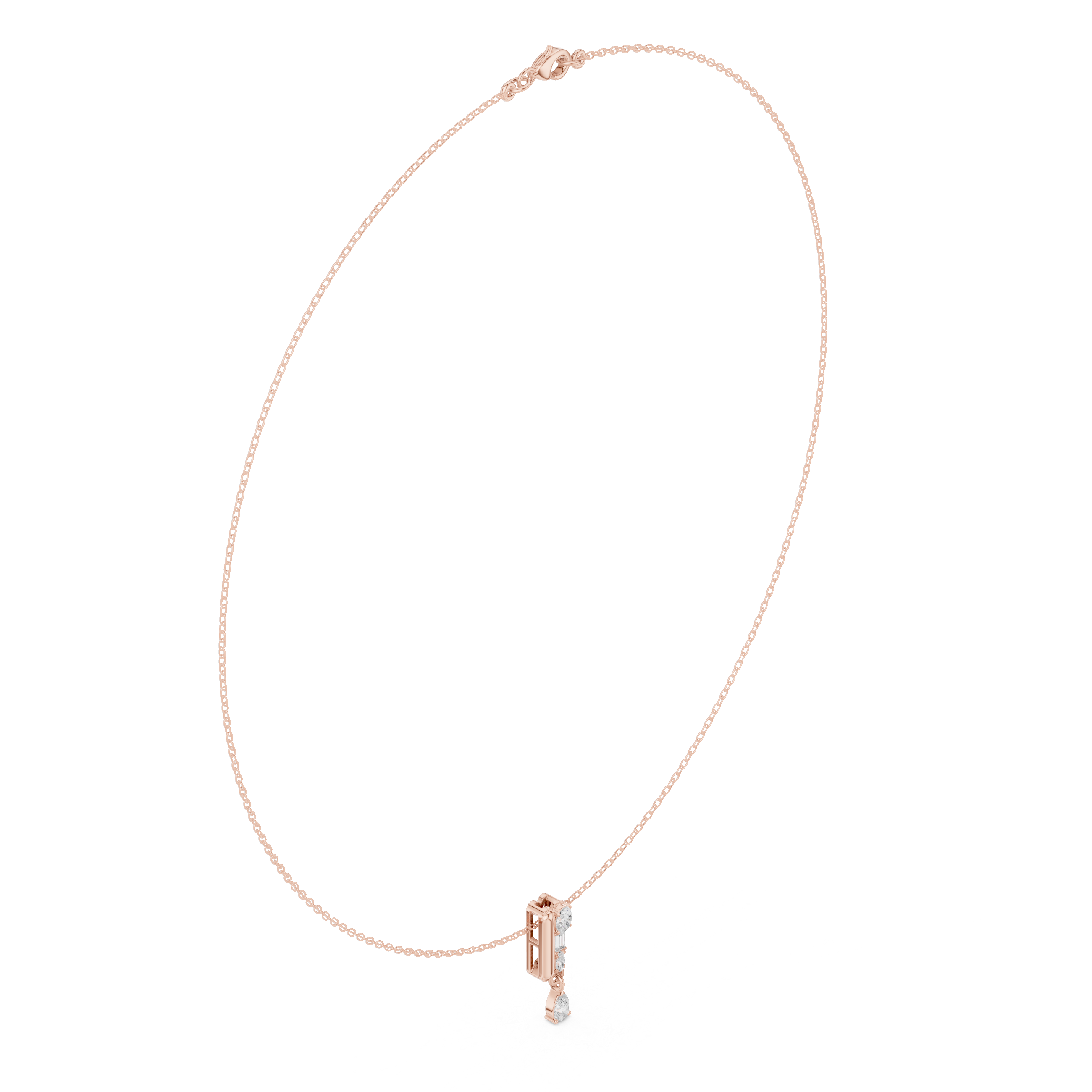 Multi shape diamond drop pendant necklace