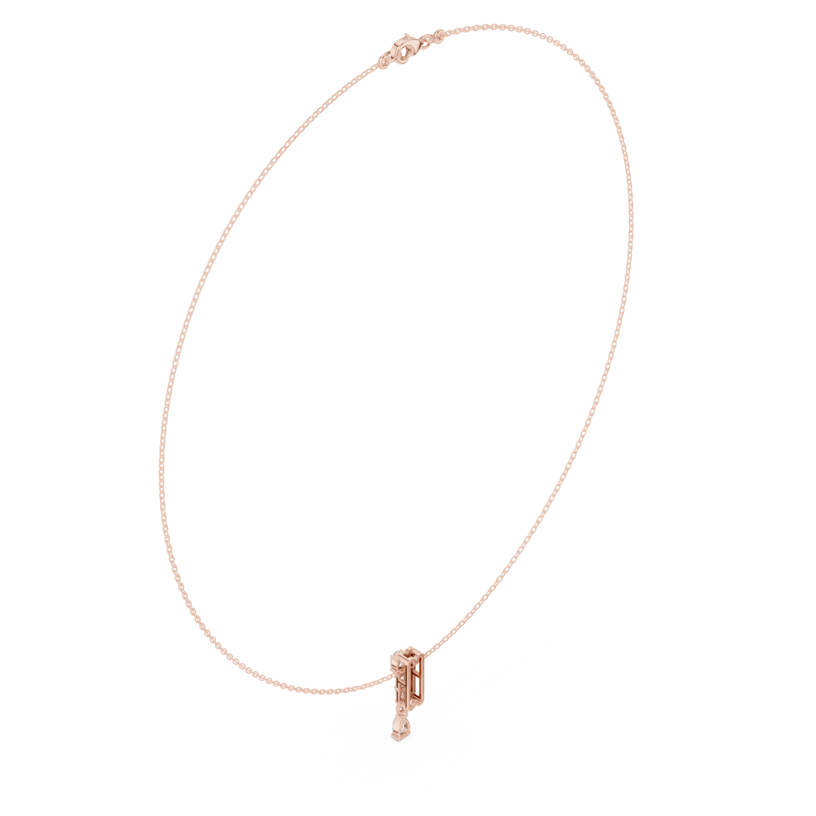 Multi shape diamond drop pendant necklace