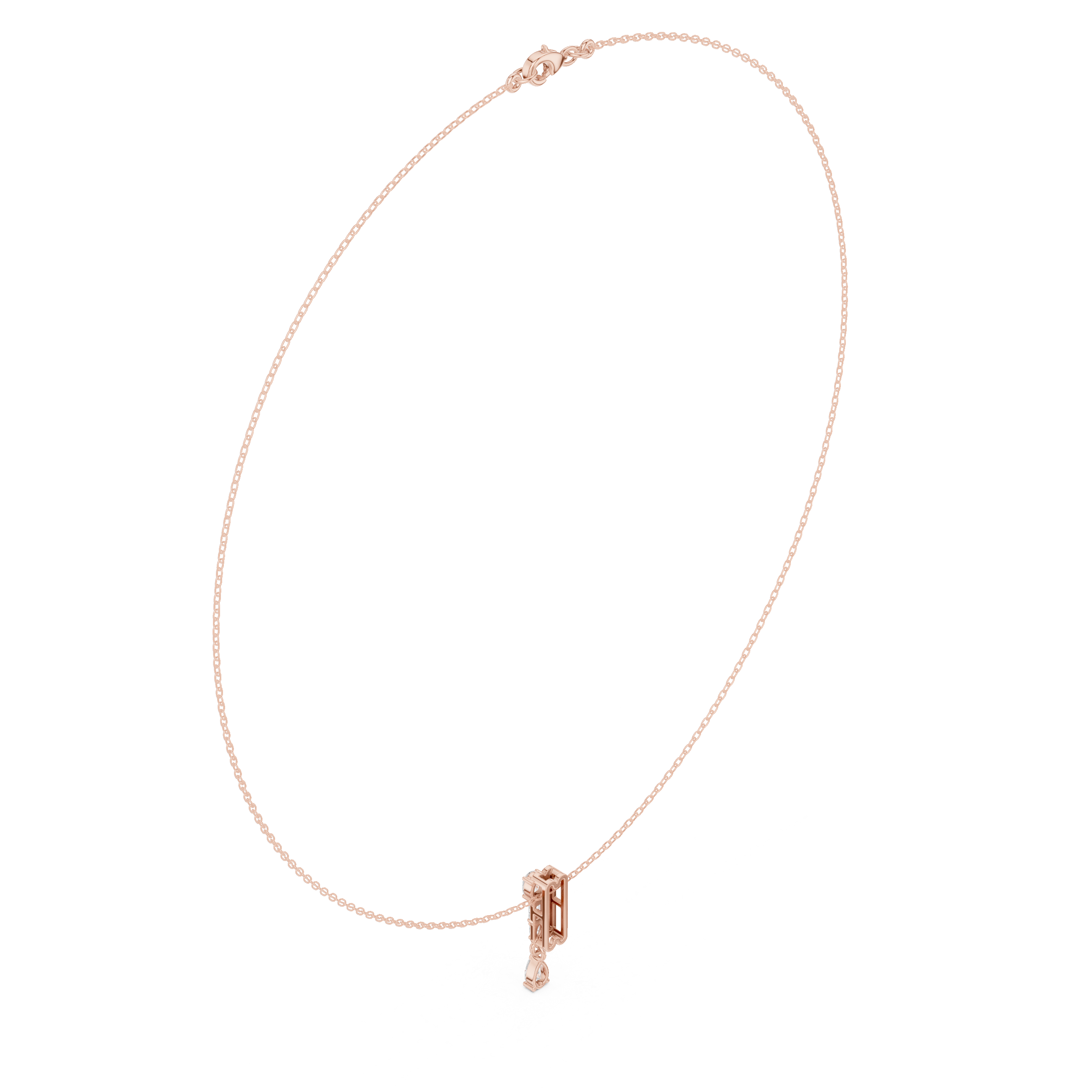 Multi shape diamond drop pendant necklace
