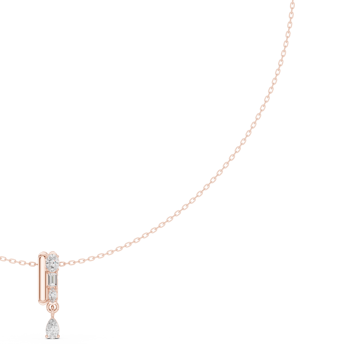 Multi shape diamond drop pendant necklace