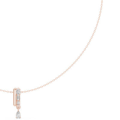 Multi shape diamond drop pendant necklace