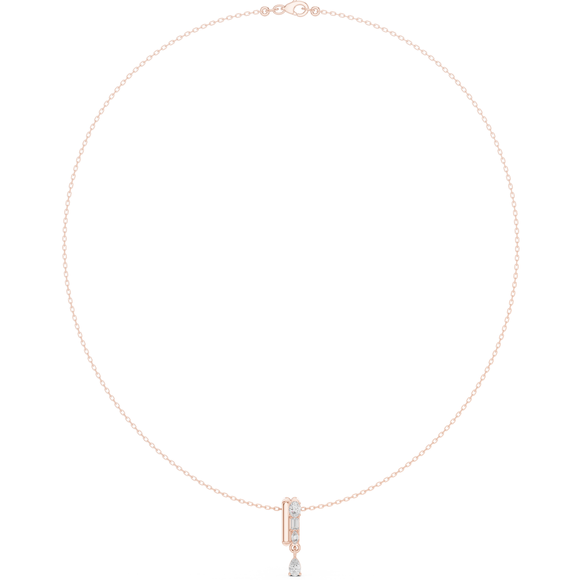 Multi shape diamond drop pendant necklace