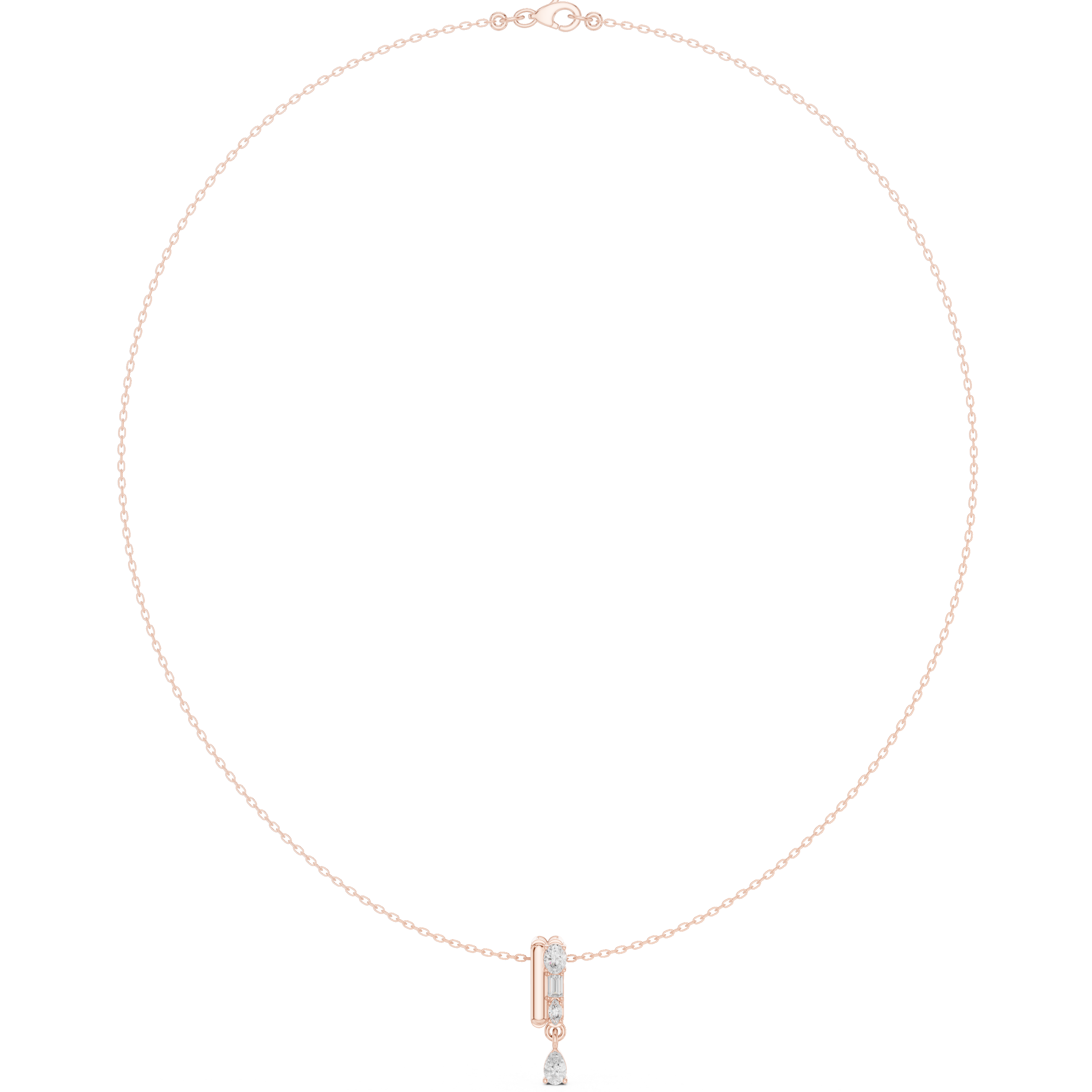 Multi shape diamond drop pendant necklace