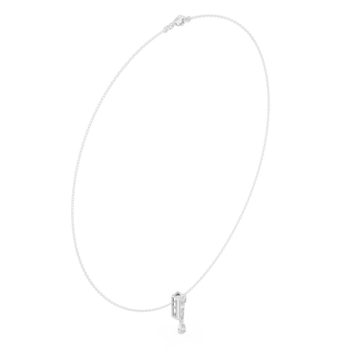 Multi shape diamond drop pendant necklace