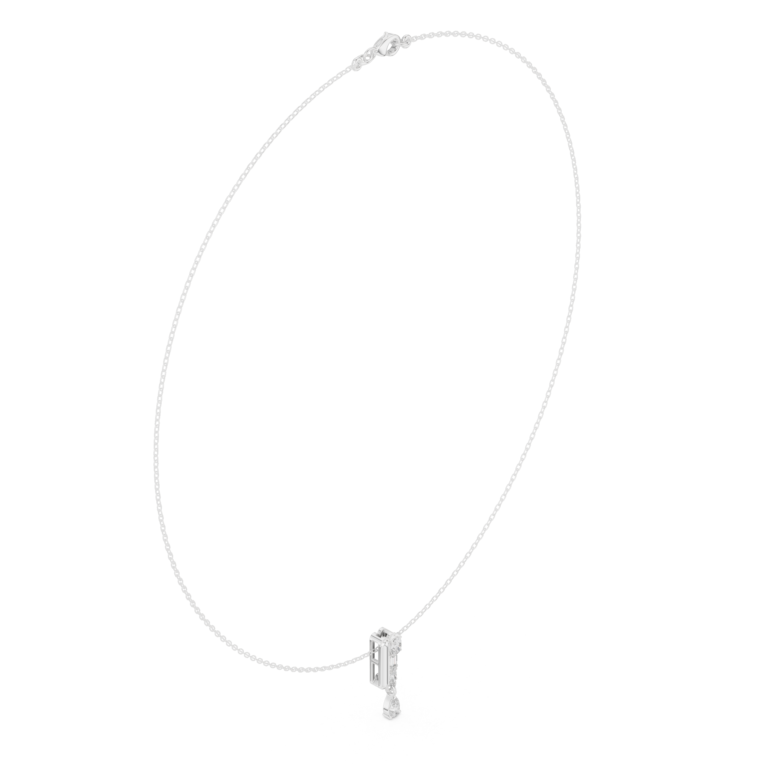 Multi shape diamond drop pendant necklace