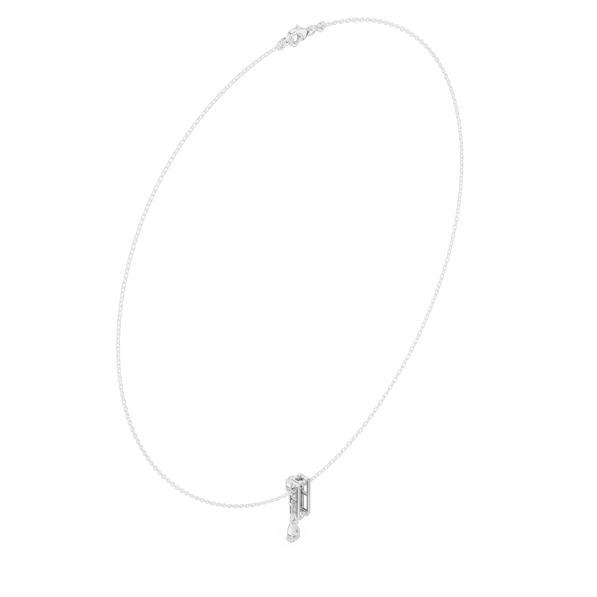 Multi shape diamond drop pendant necklace