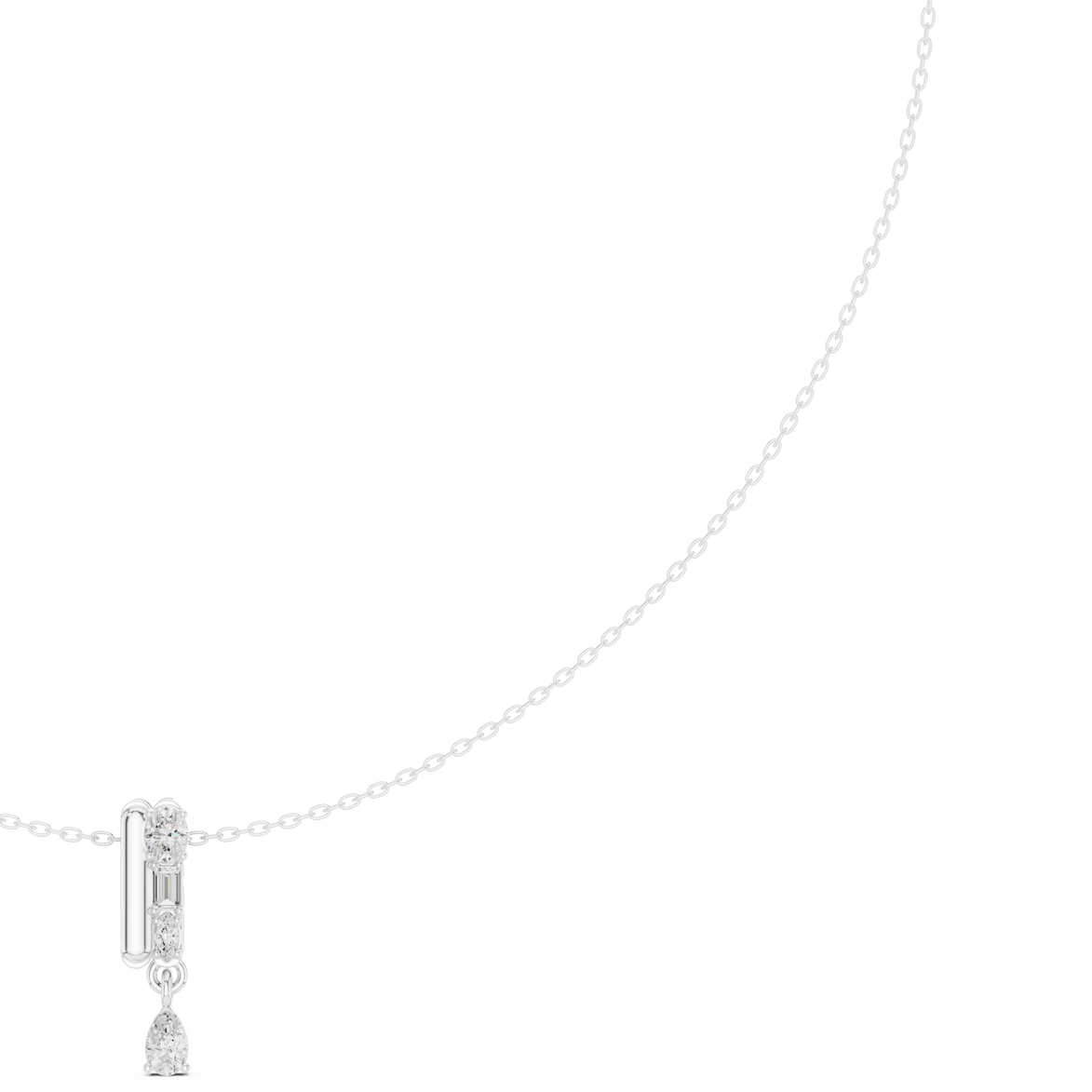 Multi shape diamond drop pendant necklace