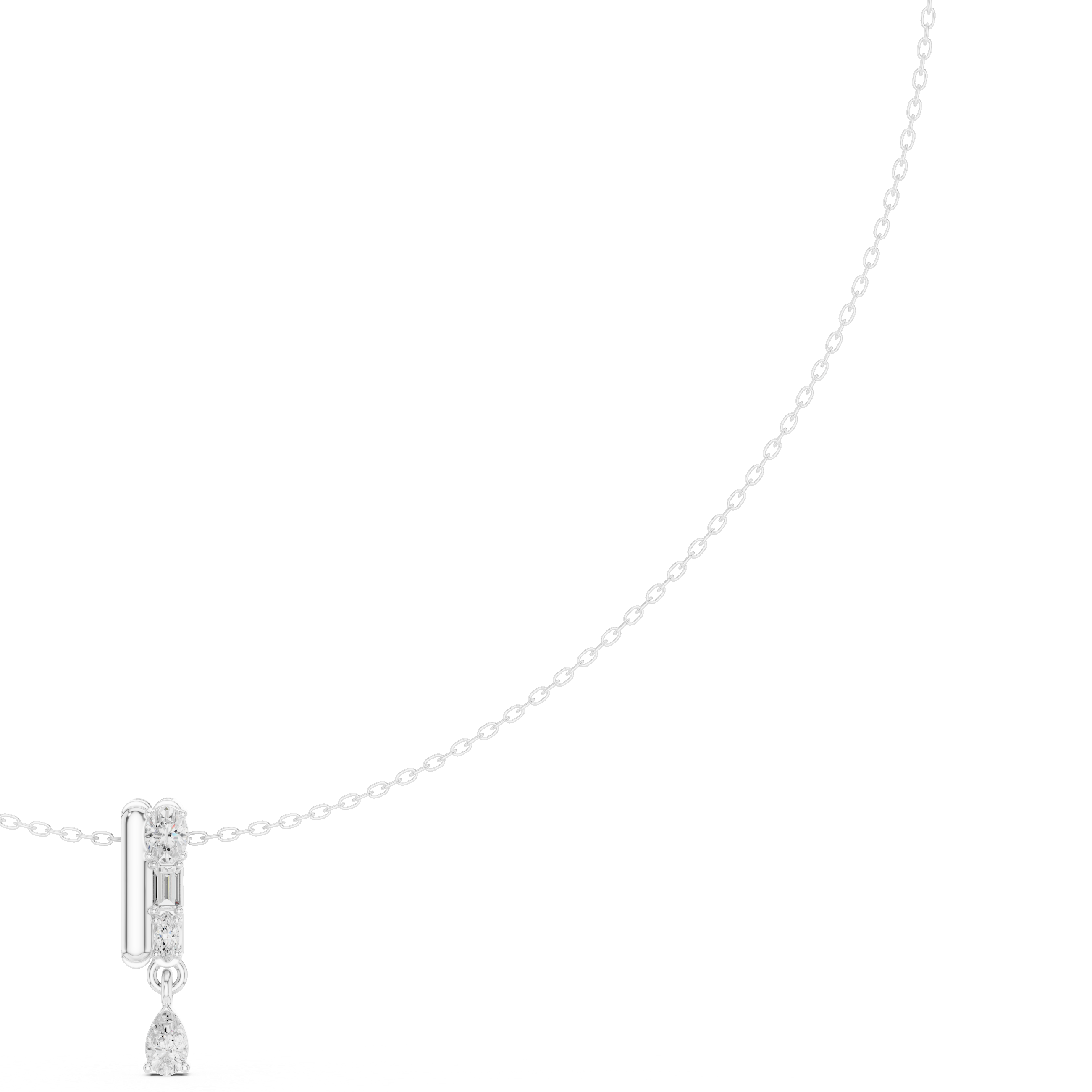 Multi shape diamond drop pendant necklace
