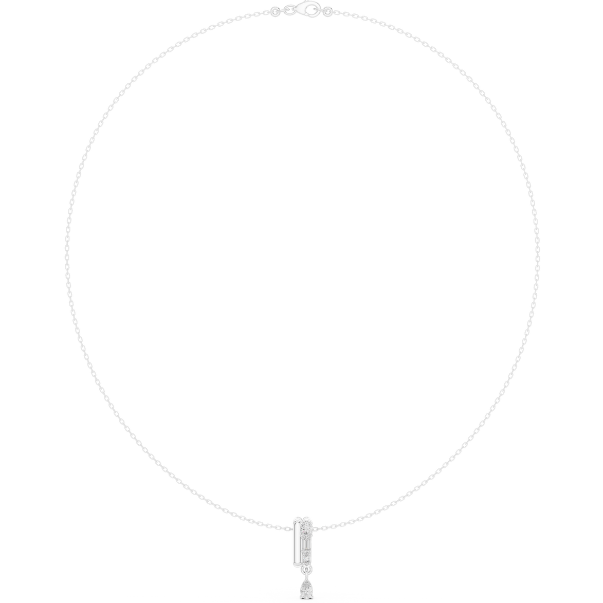 Multi shape diamond drop pendant necklace