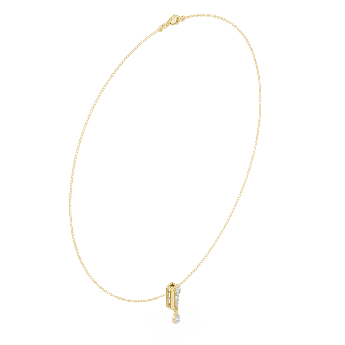 Multi shape diamond drop pendant necklace